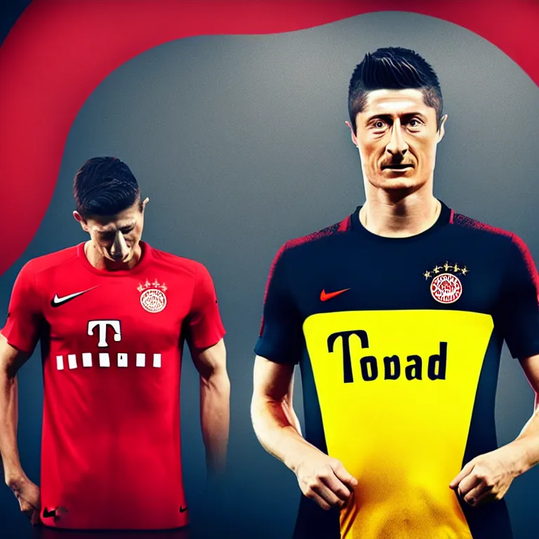 Image similar to robert lewandowski as play football, nike logo on the tshirt in toilet, photorealistic face, golden skin, dark background, lasers