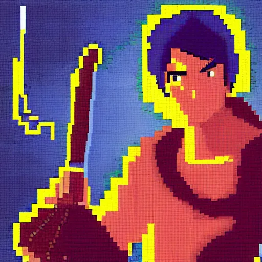 Prompt: pixel art of percy jackson