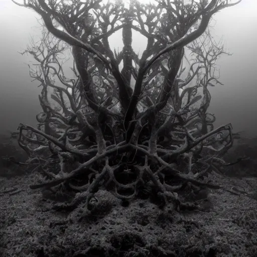 Image similar to roots underwater, award winning black and white photography