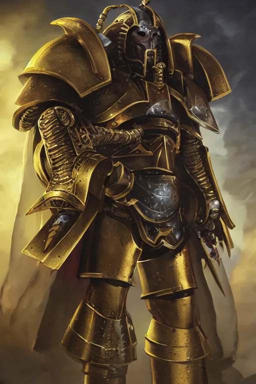 Image similar to armor portrait heros warhammer 4 0 k horus heresy fanart - the primarchs emperor by johannes helgeson animated with vfx concept artist & illustrator global illumination ray tracing hdr fanart arstation zbrush central hardmesh 8 k octane renderer comics stylized