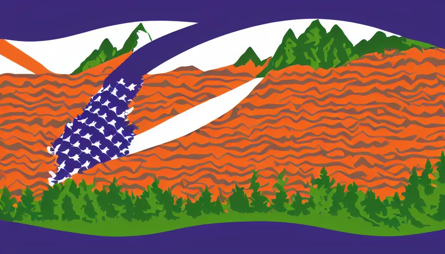 Image similar to A flag representing Idaho's Salmon River mountain valley, vector graphic, vexillology, cobalt and white color scheme,