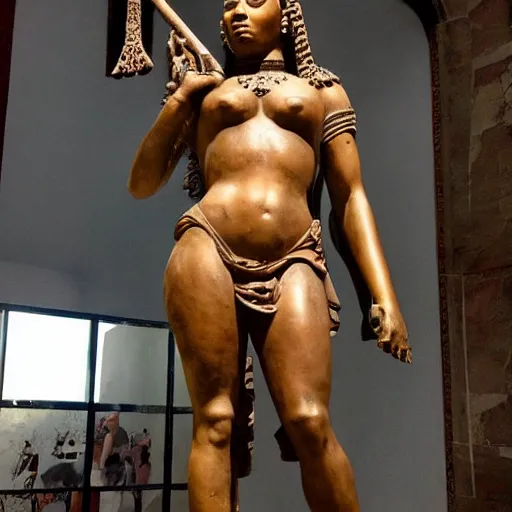 Image similar to ancient roman statue of nicki minaj, hyper real, futuristic