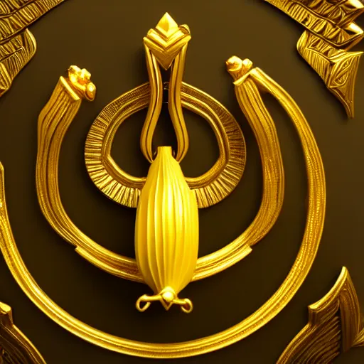 Prompt: stylized gold golden bok choy symbol : : ornate, dynamic, particulate, intricate, elegant, highly detailed, centered, artstation, smooth, sharp focus, octane render, 3 d