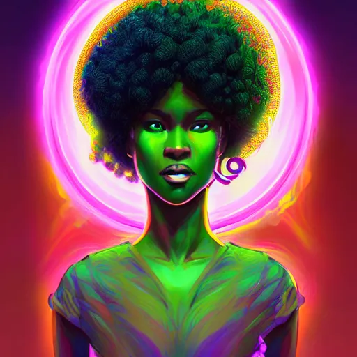 Image similar to afro goddess inside matrix deepdream radiating a glowing aura stuff loot legends stylized digital illustration video game icon artstation lois van baarle, ilya kuvshinov, rossdraws,