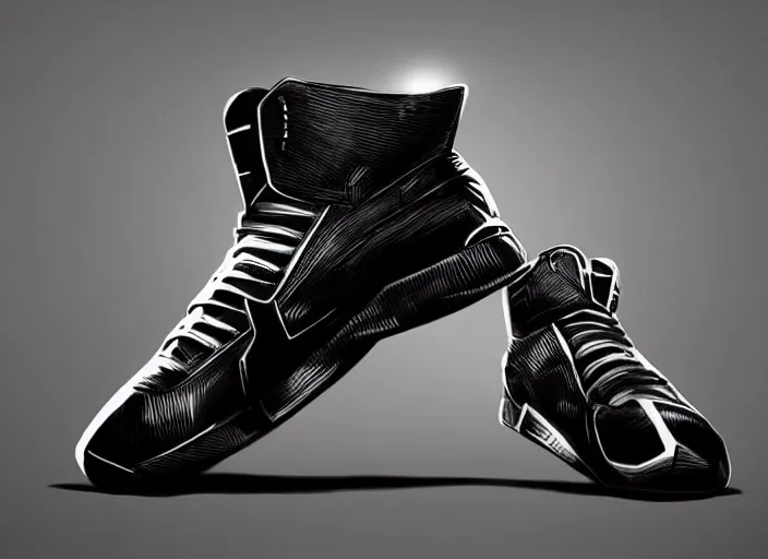 Prompt: basketball sneakers concept of black panther, trending on artstation, smooth, sharp focus