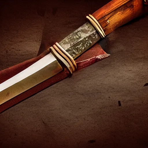 Image similar to generate a sharp fine sword, well worked, rusty, edge rusty, dark, tint, post denoised, 4 k textured, macro zoom, dynamic lighting