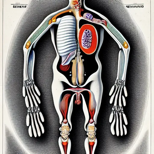 Image similar to homer simpson anatomy by ernst haeckel, masterpiece, vivid, very detailed