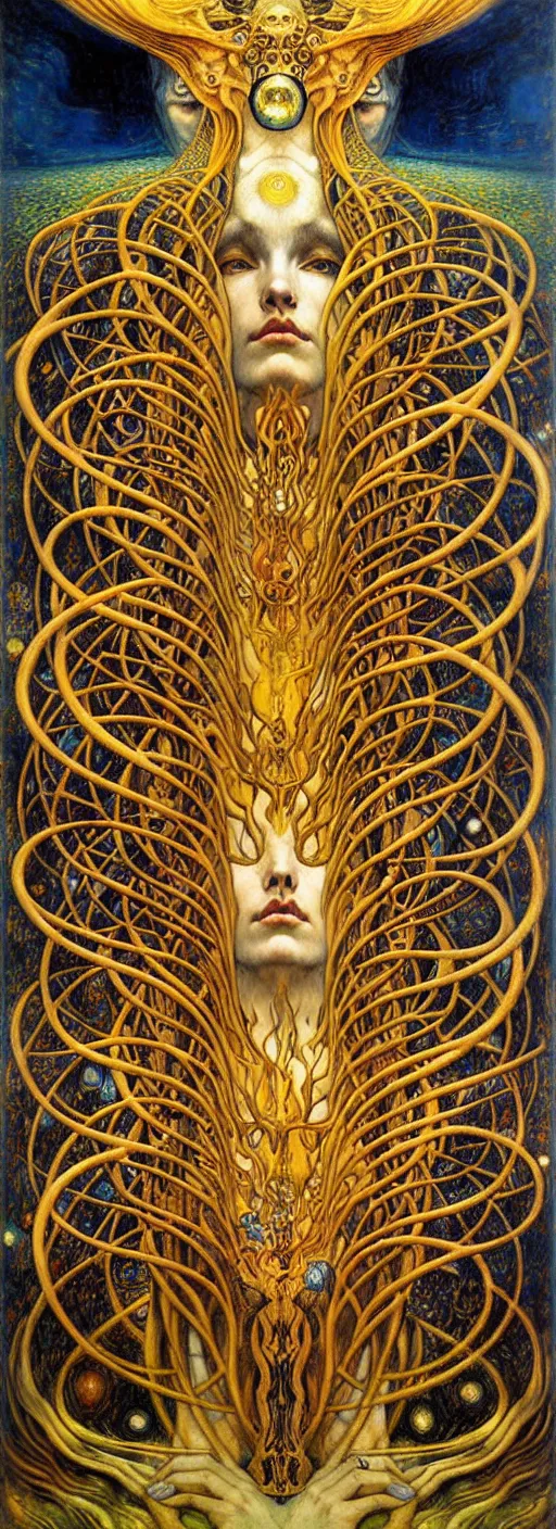 Image similar to Divine Chaos Engine by Karol Bak, Jean Delville, William Blake, Gustav Klimt, and Vincent Van Gogh, symbolist, visionary