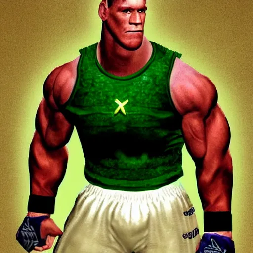 Prompt: John Cena in the style of PS1 graphics