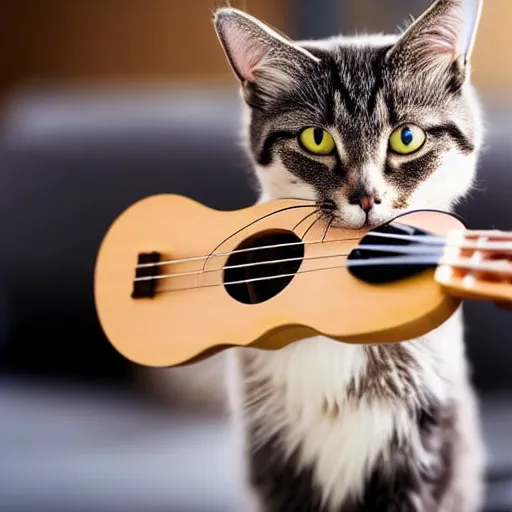 Image similar to cat playing ukulele