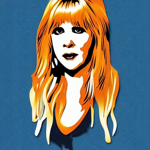 Image similar to stevie nicks, sticker - art, svg vector, adobe - illustrator