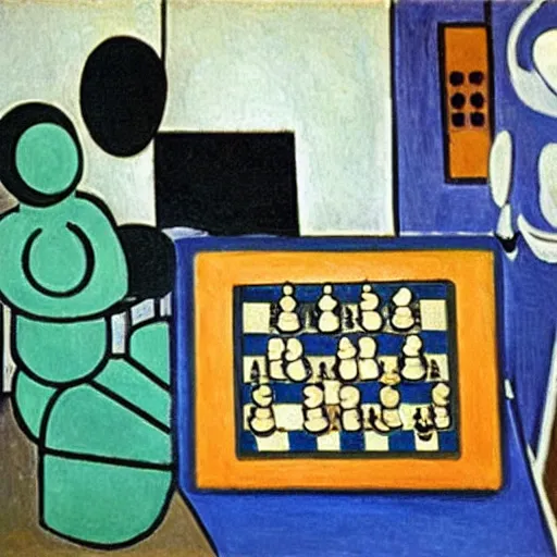 Prompt: An oil painting by Matisse of a humanoid robot playing chess