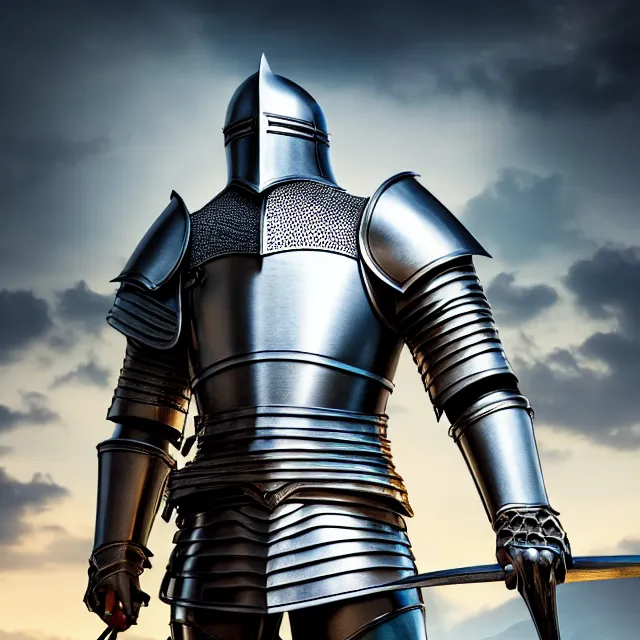 Image similar to knight, fantasy, reflect, highly detailed, 4 k, hdr, smooth, sharp focus, high resolution, award - winning photo, photorealistic