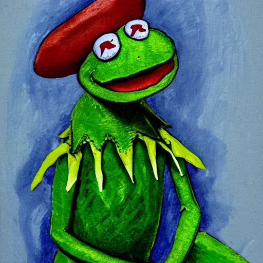 Image similar to portrait of kermit the frog, renaissance