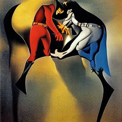 Image similar to batman and robin by salvador dali