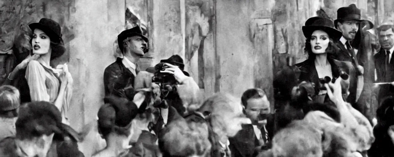 Image similar to revolution in 1 9 2 3 paris, angelina jolie delivers a speech, noir, photorealistic