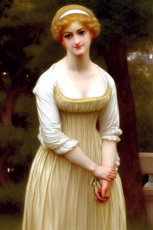 Image similar to jane austen blondie blond albino in rich dress, painting by rossetti bouguereau, detailed art, artstation