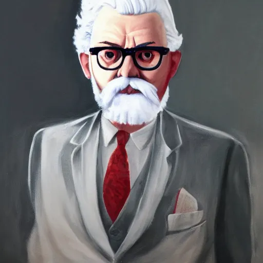 Image similar to colonel sanders, portrait, hyperrealistic, hyperdetailed, horror, 8 k