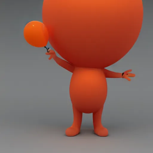 Prompt: orange balloon dog standing upright, solid pink background, 3 d render