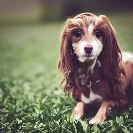 Image similar to “super small long hair brown dog with pointy ears”