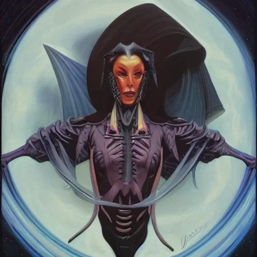 Image similar to portrait of a sci - fi witch, by gerald brom