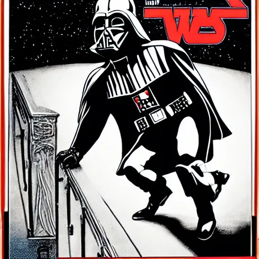 Image similar to Darth Vader moonwalking in the style of Al Feldstein