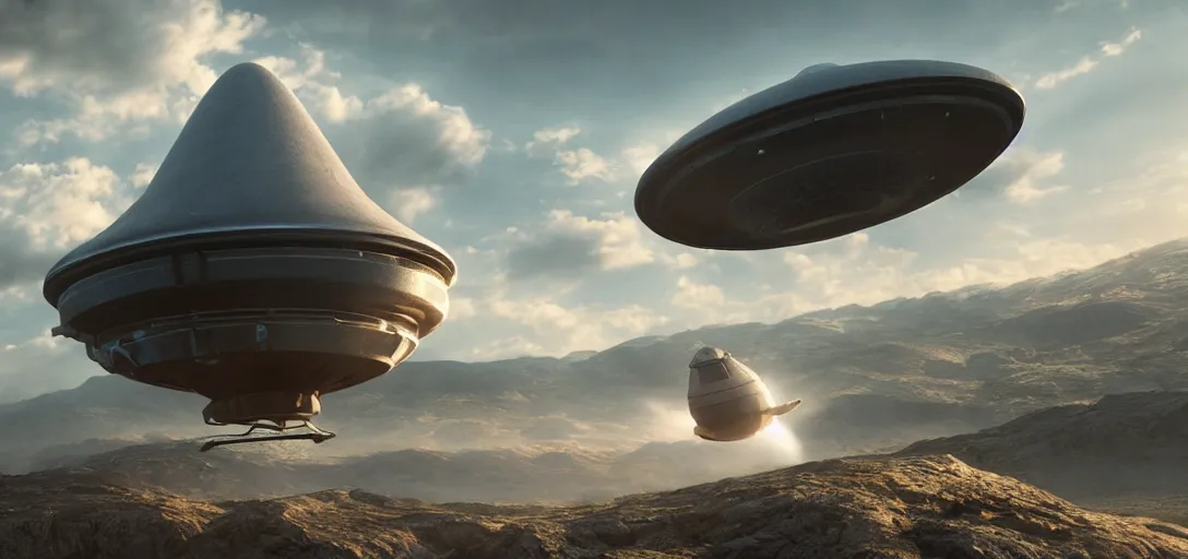 Image similar to A beautiful hyper realistic ultra detailed lifelike matte painting of a UFO, unreal engine, deviantart, flickr, artstation, octane render, textured, colorful, extreme realistic detail, physically based rendering, pbr render, very detailed, volumetric lighting, detailed lighting, octane render, 4k, cinematic lighting, 8k resolution