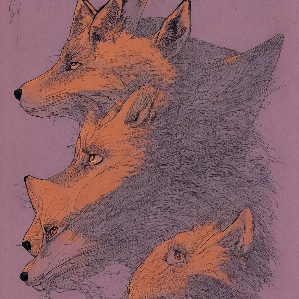 Prompt: fox face by moebius