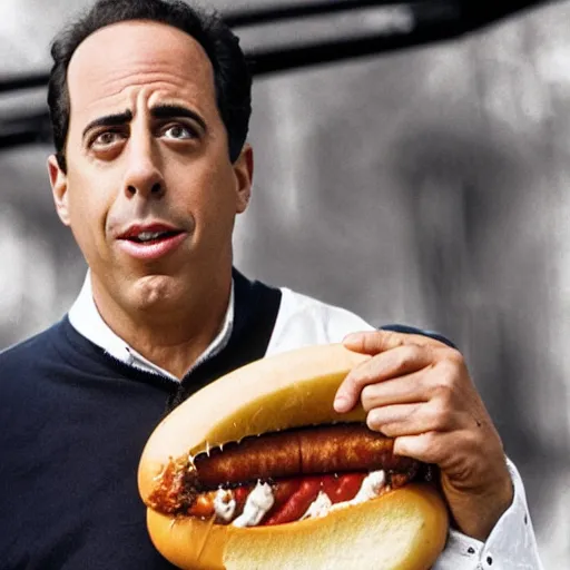 jerry seinfeld eating a hot dog in the old west | Stable Diffusion ...