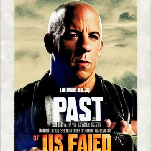 Prompt: movie poster, fast and furious 100, a old vin diesel