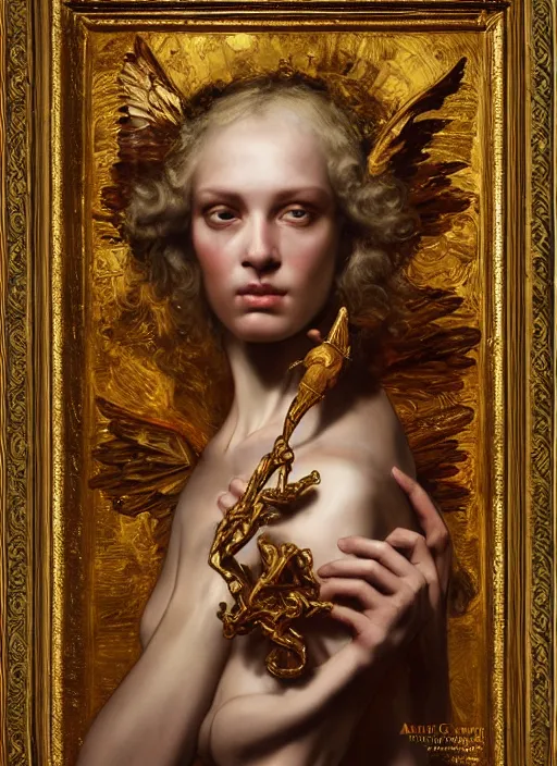 Image similar to highly detailed oil painting | very intricate | cinematic lighting | award - winning | divine sixtine chapel angelic ceremonial fashion by alexander mcqueen | by roberto ferri, by tom bagshaw, by j. c. leyendecker and klimt, american romanticism, by austin osman spare, artstation, cgsociety, official art, octane