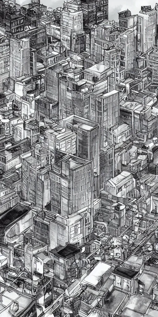 Image similar to hyper realistic manga city