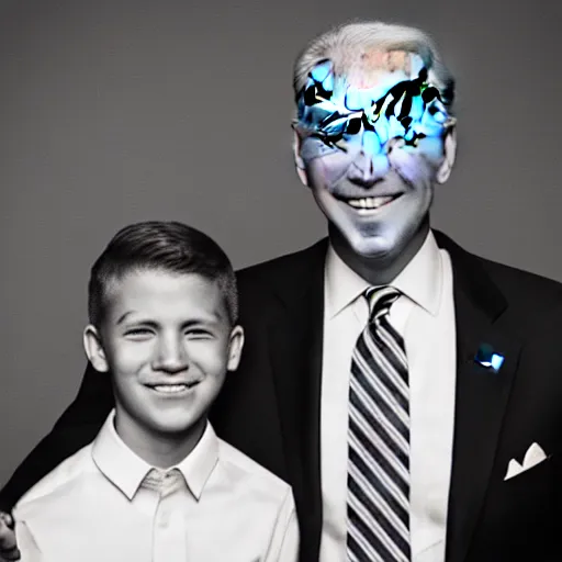 Image similar to A portrait photo of joe biden teams up with a teenage joe biden, perfect faces, 50 mm, award winning photography