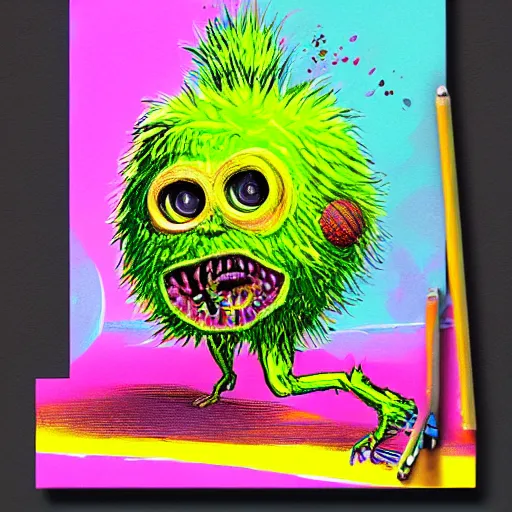 Image similar to a tennis ball monsters, colorful, digital art, fantasy, magic, chalk, trending on artstation, ultra detailed, professional illustration by basil gogos