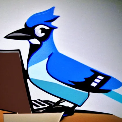 Prompt: bluejay using a computer