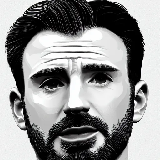 Image similar to portrait of chris evans, highly detailed, centered, solid color background, digital painting