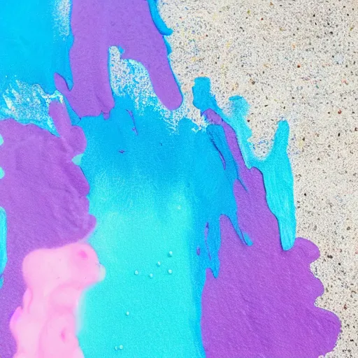 Image similar to pink foam mixing with blue paint