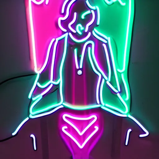 Image similar to neon cyberpunk priest