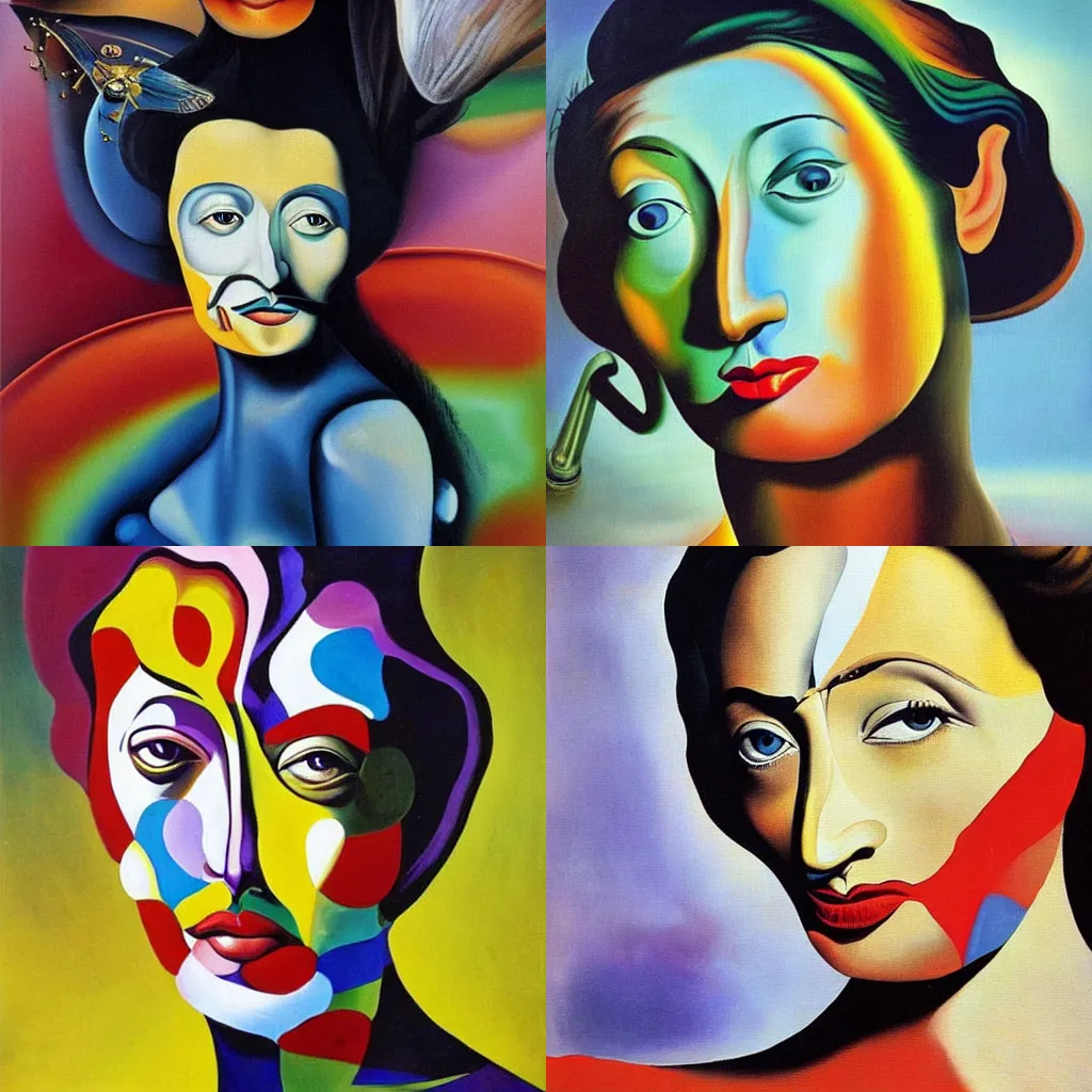 Prompt: salvador dali painting of mariska hargitay, surrealism, surrealist art, multicolour, oil painting