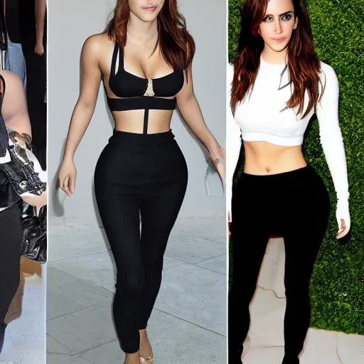 Prompt: emma watson mixed with kim kardashian, single full - figure profile