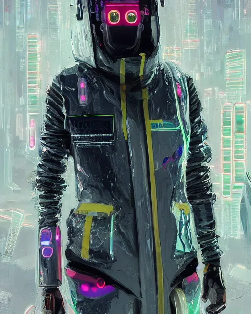 Image similar to detailed portrait neon medical machinery cyberpunk futuristic, reflective puffer jacket, black leggings, decorated with traditional ornaments in a white room with piles of garbage by ismail inceoglu dragan bibin hans thoma, perfect face, fine details, realistic shaded, fine - face, pretty face