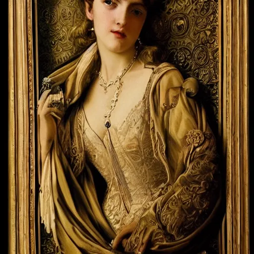 Image similar to beatifull frontal portrait of a woman with of eyes, intricate, elegant, highly detailed, ornate, elegant , luxury, art nouveau style