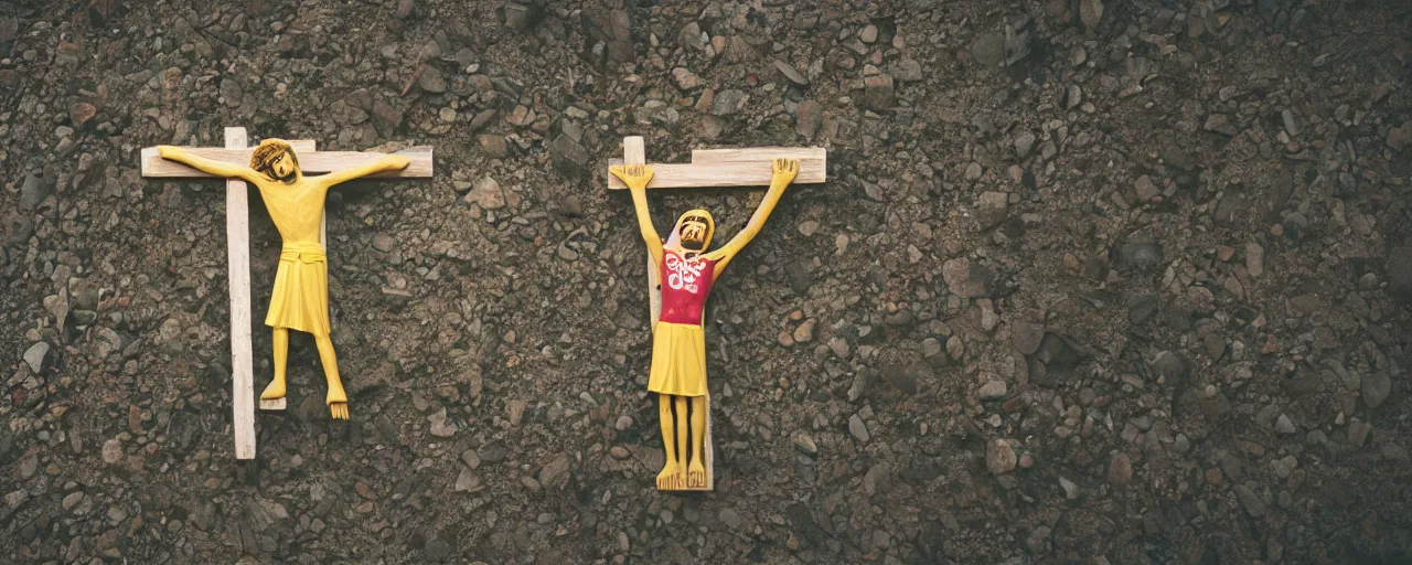 Image similar to the crucifixion of spongebob, national geographic, canon 5 0 mm, cinematic lighting, photography, retro, film, kodachrome