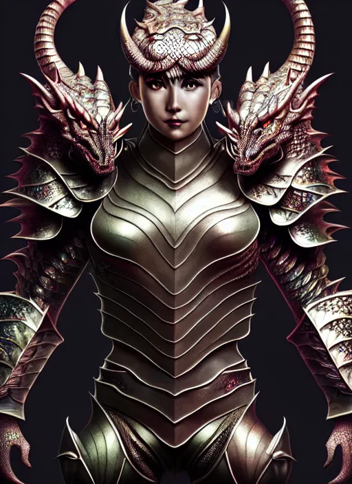 Image similar to muscular and tall humanoid dragon!!!! draconian!! intricate ornate iridescent heavy armor!! character concept art, sharp focus, octane render! unreal engine 5! highly rendered!! trending on artstation!! detailed linework!! illustration by artgerm, wlop, and chie yoshii