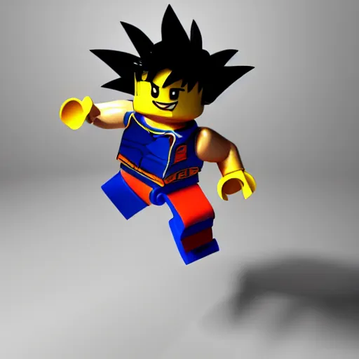 Image similar to a 3 d render of a goku lego