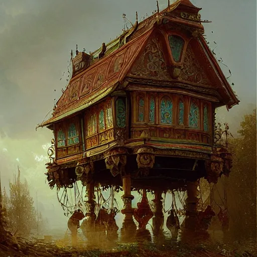 Image similar to detailed painting of a kuving pod architecture, filigree ornaments, andreas achenbach, simon stalenhag