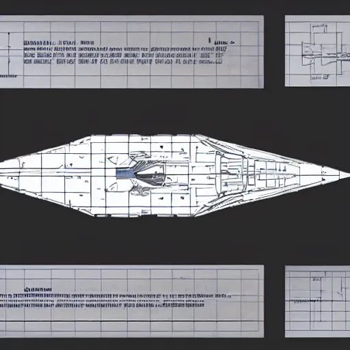 Image similar to technical blueprint of a star wars star destroyer