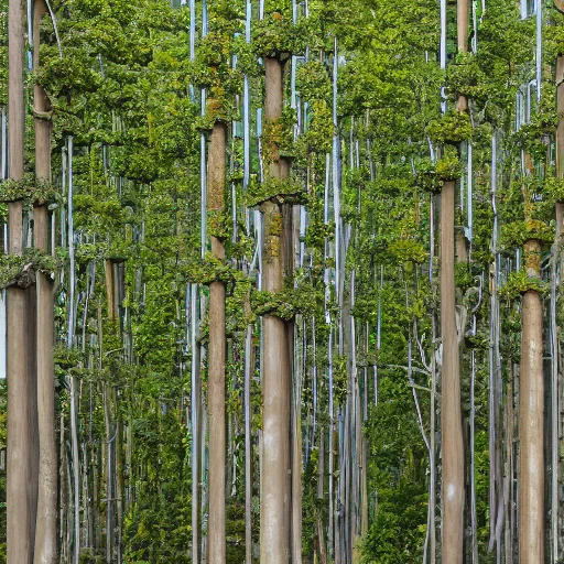 Prompt: spiral trees in a dense forest by damien hirst