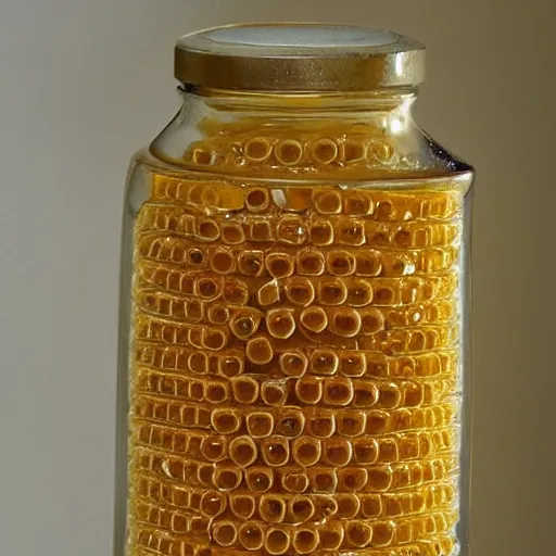 Prompt: a knight made of honey jars