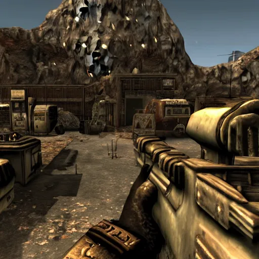 Prompt: a screenshot taken from fallout : new vegas